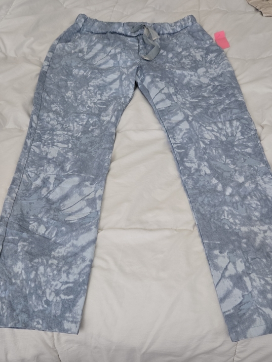 M Made In Italy Pants - Made In Italy Ice Blue Stretch Denim Look Pants w/ Elastic Inner Waistband NWT